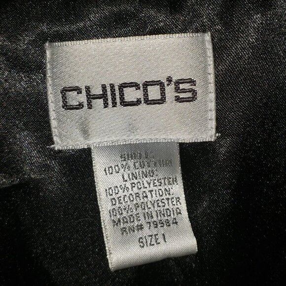 Ladies CHICO'S Black Blazer w/White Embroidered Designs - Chico's 1 - Picture 5 of 5